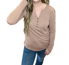 Doe And Rae milana henley knit top in Rose Taupe - size S - £24.15 GBP