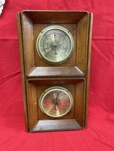 Vintage Springfield Weather Station Thermometer Barometer Wood Brass 9 1... - $23.76