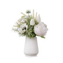Artificial Flower Bouquet - Peony and Tulip Floral Arrangement for Any O... - £13.44 GBP