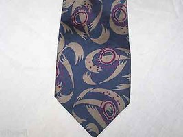 Tie Brown Blue Red Abstract Lilly Dache`  Made in USA  Silk  57  &quot; L   3... - £6.05 GBP