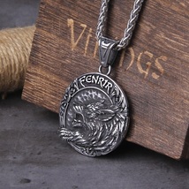 Vintage Viking Wolf Pendant Necklace Nordic Stainless Steel Punk Street Rock Men - £14.34 GBP