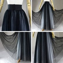 Black Navy A-line Midi Tulle Skirt Outfit Women Plus Size Fluffy Tulle Skirt image 10