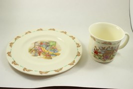 RARE 1936 Fine Bone China Royal Doulton Childrens Bunnykins Plate and Cup - £30.20 GBP