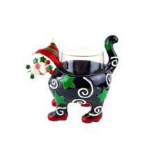 Ganz Cat Figurine Votive Candleholder Christmas Holiday Red Hat - $10.88