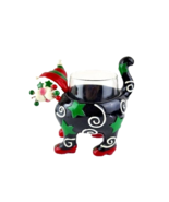 Ganz Cat Figurine Votive Candleholder Christmas Holiday Red Hat - £8.52 GBP