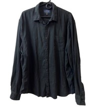 Lucky Brand Mens 2X Black Linen Blend Casual ButtonUp Shirt Front Pocket Classic - £23.26 GBP
