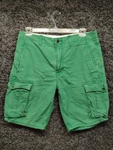 Levi Cargo Shorts Men 34 Green Khaki Back Flap Pockets Casual White Tab - £15.97 GBP