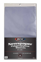 BCW Newspaper Sleeves - 12x16 100 Acid Free Crystal Clear Polypropylene Sleeves - £21.59 GBP