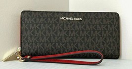 New Michael Kors Jet Set Large Travel Continental wallet Brown / Flame - £59.73 GBP