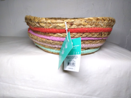 Pillowfort Water Hyacinth &amp; Coiled Rope Stripe Collapsible Storage Baske... - $12.58