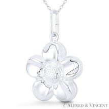 5-Petal Daisy Flower Charm Reversible 3D 37x25mm Pendant in .925 Sterling Silver - £19.10 GBP+