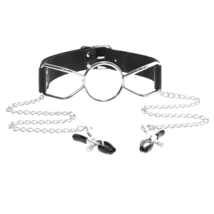Large 2 Inch Open Mouth Spider Gag With Nipple Clamps - £27.32 GBP