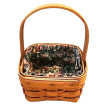 Longaberger 1991 Small Square Basket with Fixed Handle Liner Signed  - $22.43
