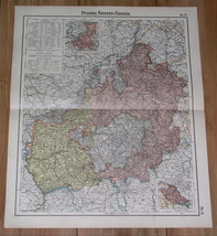 1905 Antique Map Of Hesse Hessen Nassau Vogelsberg Kassel Frankfurt Germany - £22.32 GBP