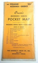 Vintage 1950&#39;s Cram&#39;s Moderno Serie Tasca Mappa Polonia Albania Grecia No 367 - £14.70 GBP