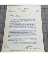 Antique Letter Beaumont Texas R. A. Morris Insurance  1935 Subject Railr... - $26.79