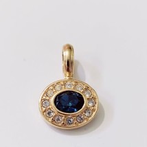 VTG Avon Blue Cut Stone Gold Tone Crystal Rhinestone Pendant Oval Blingy - £7.90 GBP