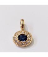 VTG Avon Blue Cut Stone Gold Tone Crystal Rhinestone Pendant Oval Blingy - $9.95