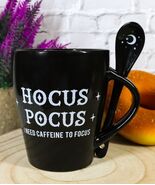 Witchcraft Wicca Hocus Pocus Crescent Moon Stars Coffee Mug And Spoon Set - $364.86 MXN