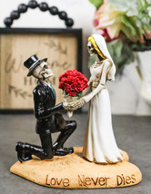 Love Never Dies Wedding Bride Groom Skeletons With Roses Cake Topper Figurine - $26.99