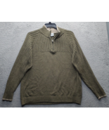 Columbia Sports 1/4 Zip Sweater Mens XL Green Chunky Knit Long Sleeve Pu... - $33.16 CAD