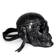 Skeleton head black handbag women single package fashion designer satchel package skull thumb200