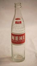 NEHI Beverages Soda Pop Bottle Clear Glass Ribbed Sides 10 oz Vintage 19... - $16.82