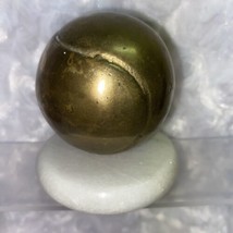 Vintage Brass Tennis Ball On White Marble Paperweight - £22.41 GBP