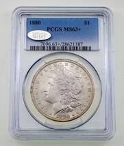 1880 $1 Silver Morgan Dollar Graded by PCGS as MS63+ - £116.49 GBP