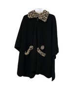 Le Moda Womens Black Fleece Wrap Cape Poncho Jacket One Size Faux Fur Le... - £14.15 GBP