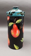 Droll Designs Hand Painted Pear Fruit Art Pottery Large Lidded Jar Canis... - $149.99