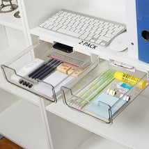 Desk Drawer Attachment-Large And Standard, Clear Plastic Pencil Drawer Under - £31.16 GBP