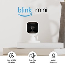 Compact Indoor Plug-In Smart Security Camera, Blink Mini (White),, Way Audio. - £71.55 GBP