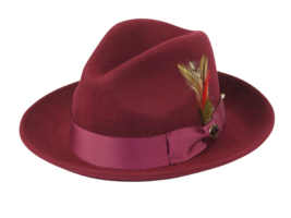 Men Bruno Capelo Hat Australian Wool Fedora Untouchable EXECUTIVE EX324 Burgundy - £54.59 GBP