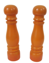 Knobler Ceramic Salt Pepper Shakers Orange Japan 9.5&quot; MCM vtg 60s-70s balustrade - £19.73 GBP