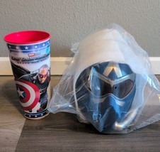 Captain America Brave New World Popcorn Bucket Cinemark &amp; Cup Vessel New In Hand - $53.22