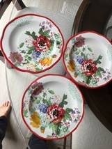3 The Pioneer Woman Salad/Dessert Plate VTG FLORAL  8.5” Red Country Garden - £14.45 GBP