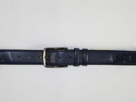Men Genuine Leather Belt PIERO ROSSI Turkey Soft Full Grain Stitched #137 Navy image 2