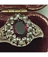 Antique Victorian  Enameled 12K Gold Amethyst  &amp;  Seed Pearls  Ring - $34,271.12 MXN