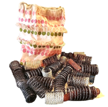 1970s Wire Mesh Brush Hair Curlers Rollers in Plastic Drawstring Bag  - £30.14 GBP