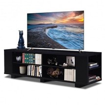59 Inch Console Storage Entertainment Media Wood TV Stand-Black - Color:... - $188.99