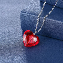 1.60Ct Brilliant Heart Cut Red Ruby Engagement Pendant 14k White Gold Finish - £58.68 GBP