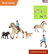 Western Playset: 6-Piece Cowgirl &amp; Farm Animal Figurines for Imaginative... - $28.49