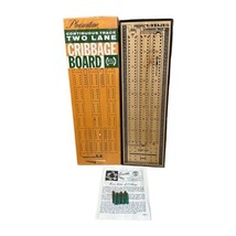 1963 Pleasantime Continuous Track Two Lane Cribbage Board W/Orig Pegs Co... - $9.99