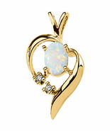 14K Yellow Opal &amp; Diamond Pendant - €308,89 EUR