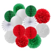 Red-Green White Christmas In July Party Decorations - 14Pcs Winter Birthday New  - £29.88 GBP