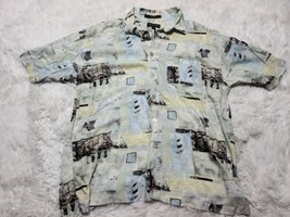 Marc Edwards Hawaiian Abstract All-Over Button Down XL Shirt Rayon Pocket VTG - £5.79 GBP