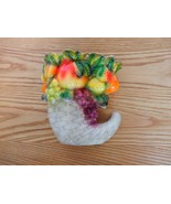 Fun vintage ceramic cornucopia of fruit wall pocket planter - $27.35 CAD