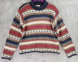 St Johns Bay Sweater Womens Large Multi Striped Wool Blend 90s Vintage Mock Neck - £27.99 GBP