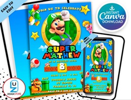 Super Luigi Birthday Invitation | Luigi Birthday Invitation | Luigi Invi... - £3.13 GBP